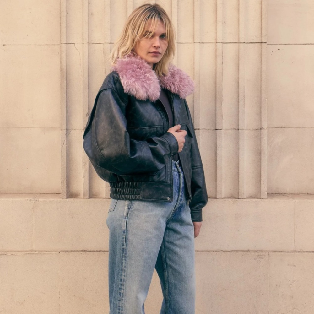 Charlotte Simone Frankie Jacket with Removable Pink Fur Collar